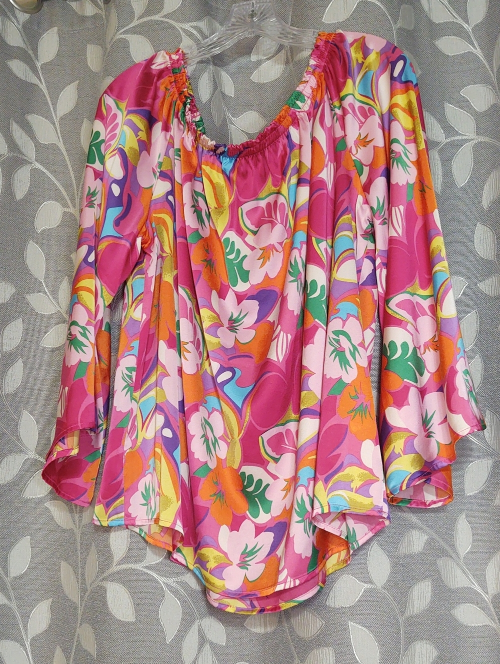 Jess Lea Women's Pink Floral Off-Shoulder Blouse size XL